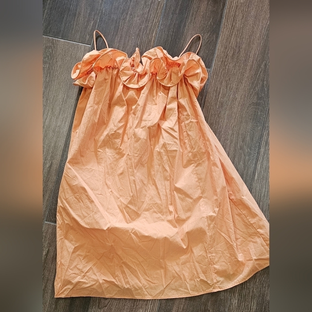 H&M APRICOT ORANGE MINI RUFFLE DRESS SZ XS